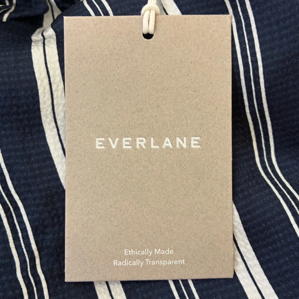 Everlane New Size XS Viscose Satin Wide Leg Pull On Pant‎ Blue White Stripes